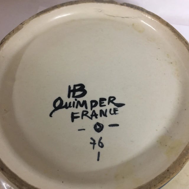 White Antique French Quimper Bowls - A Pair For Sale - Image 8 of 8