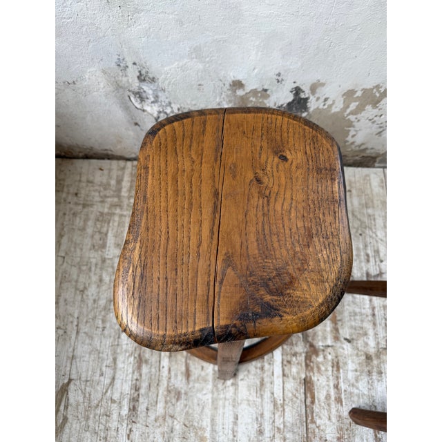 Vintage Oak Stools by Henri Bataille, 1960s, Set of 2 For Sale - Image 18 of 18