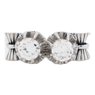Vintage You and Me Ring in Gold, Platinum and Diamonds, Size 5.75 For Sale