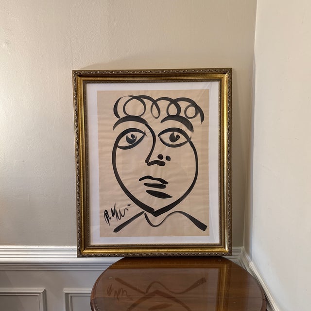 Peter Keil Original Black & White Abstract Portrait Painting ~ Framed For Sale - Image 9 of 10