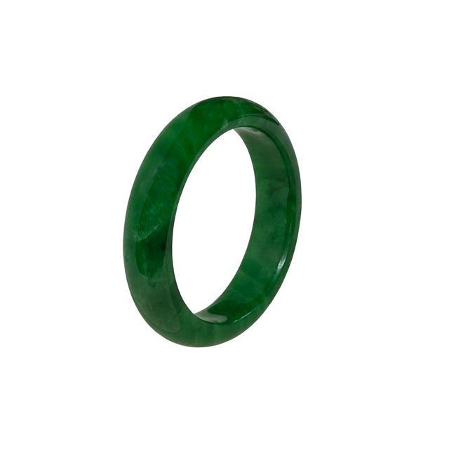 2.3" Chinese Green Color Jade Stone Bracelet Bangle For Sale - Image 9 of 9