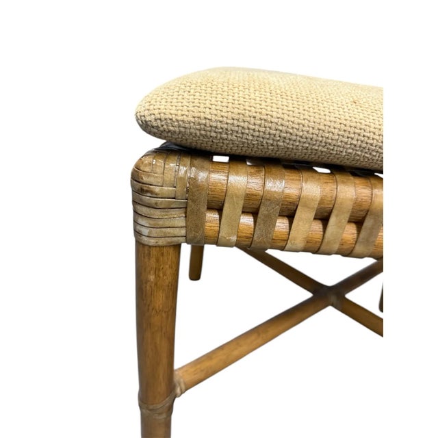 McGuire Set/6 Rattan Leather Dining Chairs For Sale In Miami - Image 6 of 10