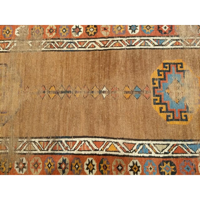 Antique 19th C. Persian Kurdish Camelhair Runner Rug, Hand-Knotted Geometric Pattern, 4x12, Camelhair & Ivory For Sale - Image 13 of 15