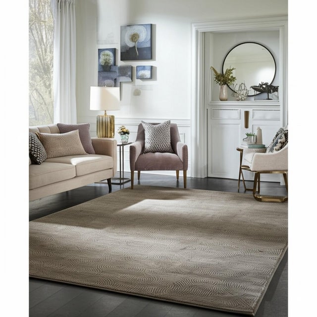 Graceful Selene Yellow Hand Knotted Wool Rug, Country of Origin: China. This exceptional piece redefines transitional...