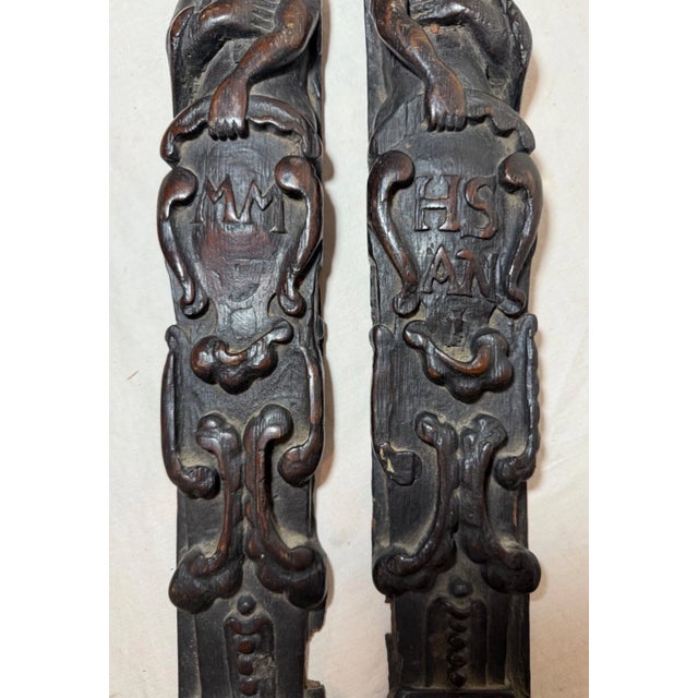 18th Century Pair Antique 1700's Hand Carved Wood Architectural Salvage Lady Sculpture Statue For Sale - Image 5 of 14