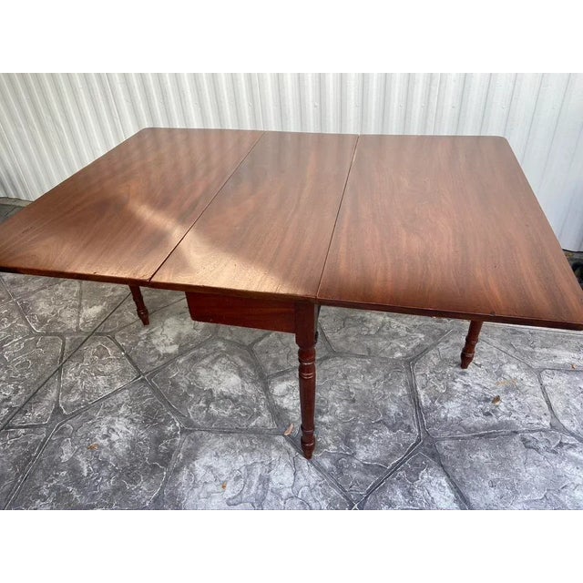Antique English Edwardian Mahogany Drop Leaf Table For Sale - Image 4 of 11