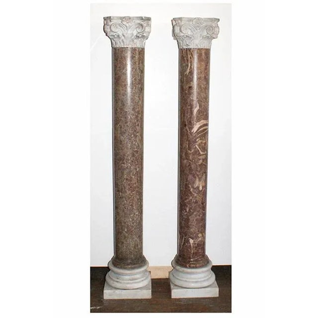 Late 19th Century Antique Italian Marble Columns - A Pair For Sale - Image 5 of 10