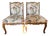Antique Designer Fabric Upholstered Side Chairs - a Pair For Sale