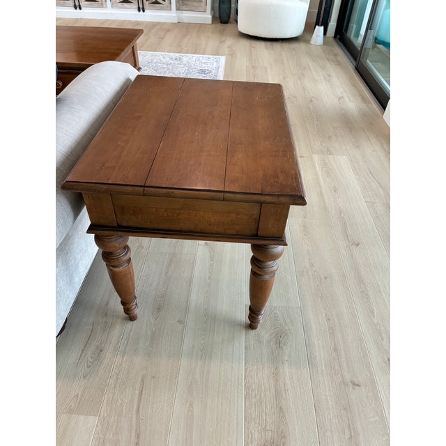 Ethan Allen Wood Coffee Table and End Table With Drawers For Sale - Image 9 of 11