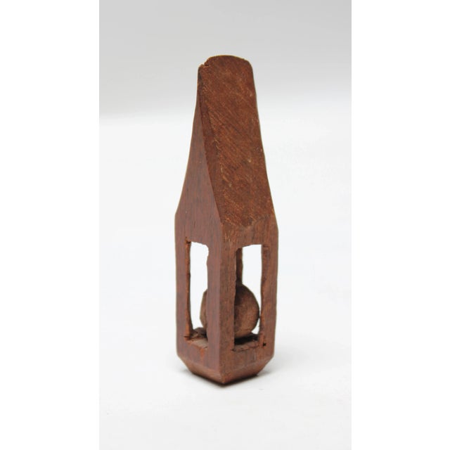 Wwi Trench Art Miniature Hand-Carved Ball in Cage Whimsy For Sale - Image 9 of 9