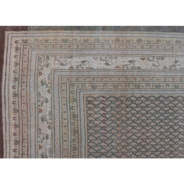 Antique Hand Knotted Persian Tabriz Rug With All-Over Design in Muted Tones For Sale - Image 14 of 17