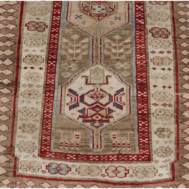 Textile Persian Hand Knotted Antique Serab Runner in Tribal Design With Medallions 3'0 X 8'10 For Sale - Image 7 of 12