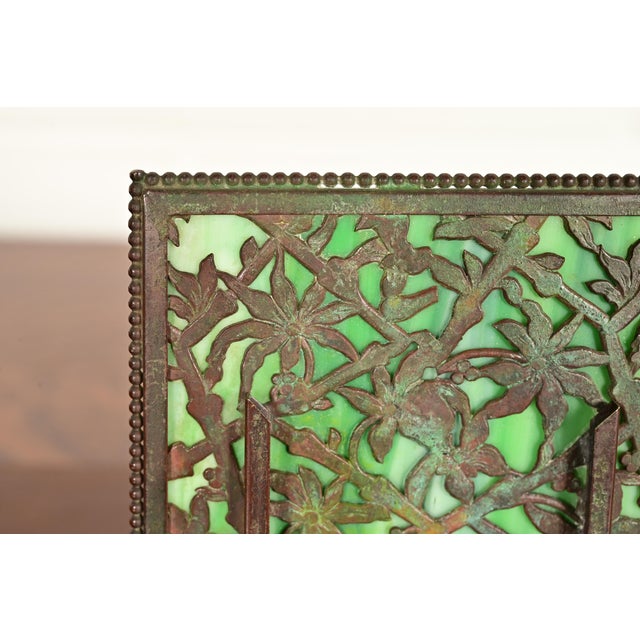 Early 20th Century Apollo Studios New York Arts & Crafts Grapevine Pattern Bronze and Slag Glass Picture Frame For Sale - Image 5 of 13