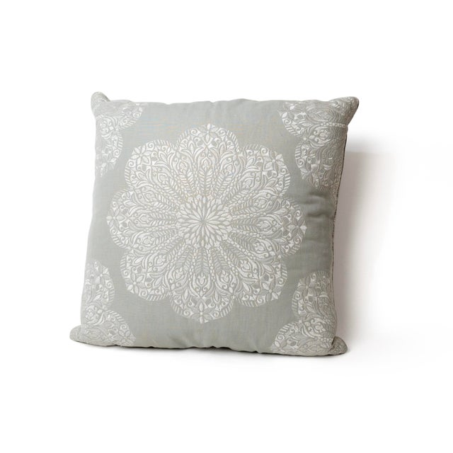 Textile 1990s Down Filled Pillow With SIlk Embroidered Sunburst For Sale - Image 7 of 8