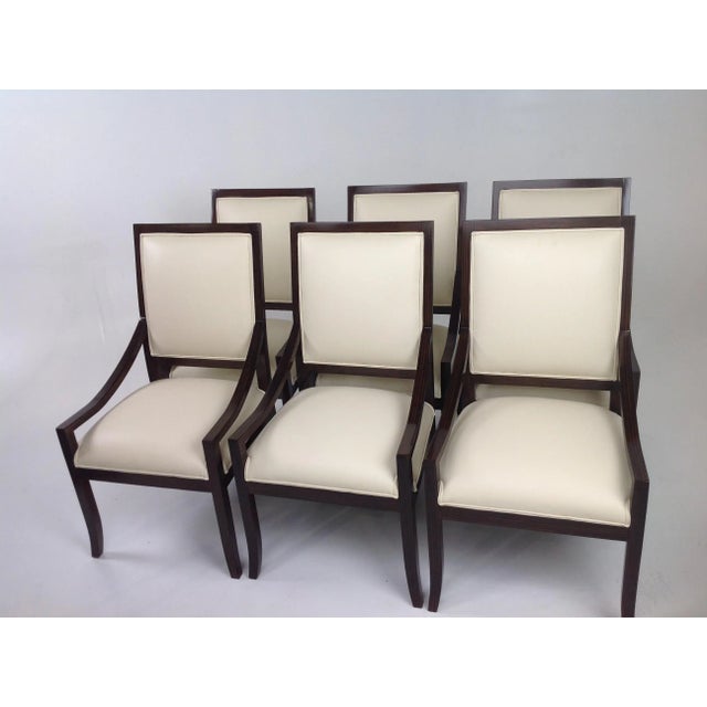 Textile Modern Mid Century Style Dining Chairs - Set of 6 For Sale - Image 7 of 8