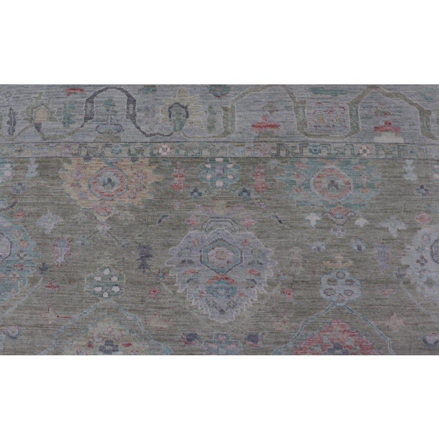 Light Green Keivan Woven Arts Hand-Knotted Transitional Neutral Oushak Rug 9'1 X 12'0 For Sale - Image 8 of 15