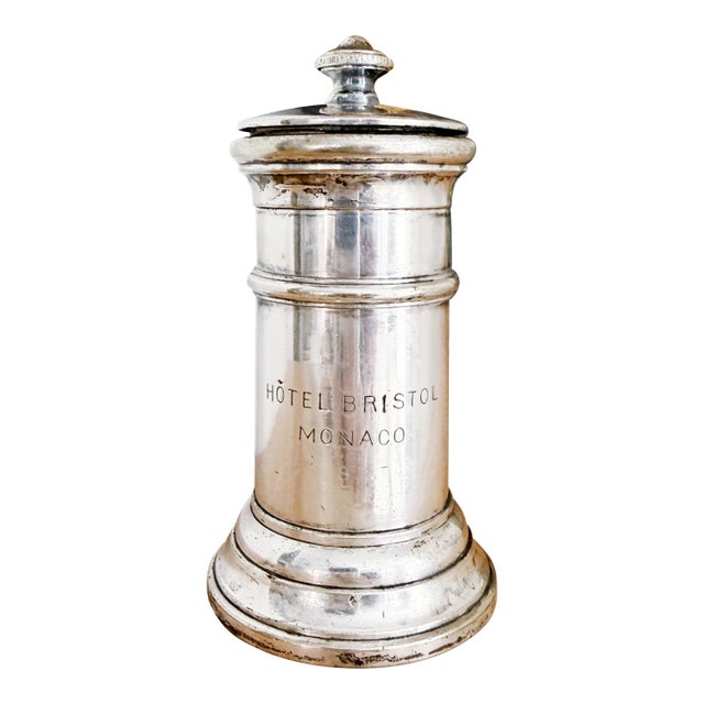 Antique Silver Plated Pepper Mill From Hotel Bristol in Monaco For Sale