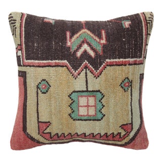 One of a Kind Handwoven Rug Pillow Cushion Cover -16'' X 16'' For Sale
