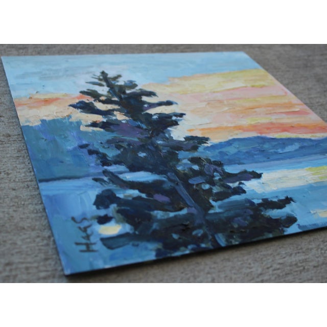 Quiet Places & Water Views — Contemporary Sunset, Lake Tahoe Original oil painting by L. Haas, 12 x 12 in unframed oil on...