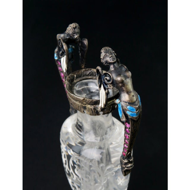 Metal A Carved Rock Crystal, Enameled Silver Gem Set Miniature Vase, Austria, 1880 For Sale - Image 7 of 10
