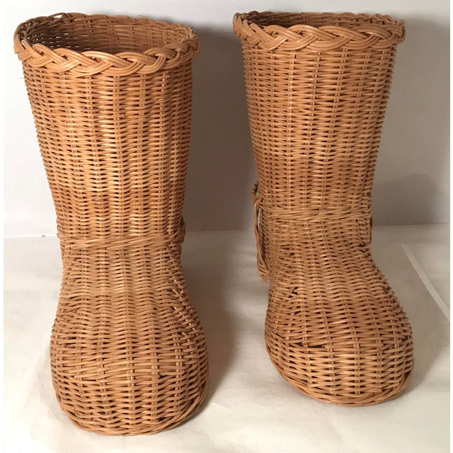 Country Style Wicker Boots a Pair Chairish