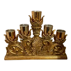 1960s Mid-Century Modern 5-Lite Gold Candelabra Centerpiece