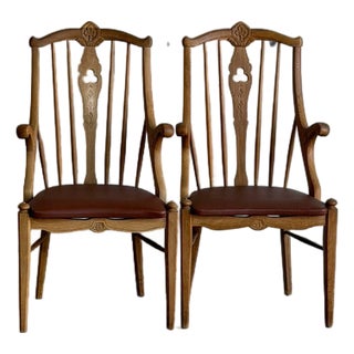 Oak Wood Armchairs Sculptural Accent Chairs Denmark Set of 2 1960s For Sale