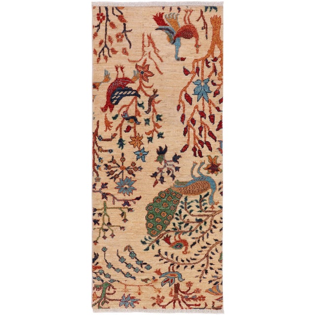 Shabby Chic Ziegler Beige/Rust Wool Runner Rug- 2'1'' X 4'11'' For Sale - Image 10 of 10