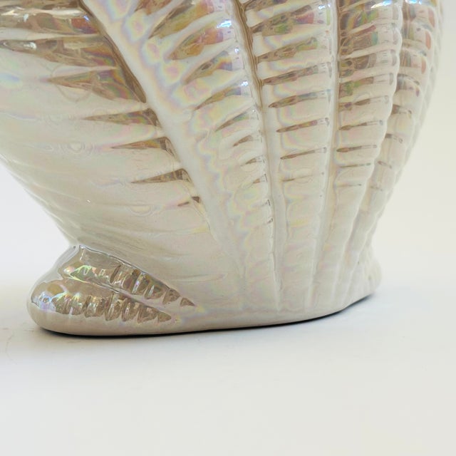 Ceramic Vintage Iridescent Ceramic Shell Vase For Sale - Image 7 of 8