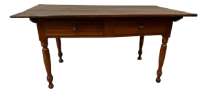 Antique Early American Primitive Tavern Style 2 Drawer Dining Table