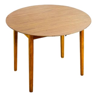 Vintage Round Dining Table with Drop Leaves, 1970s For Sale