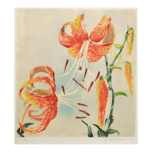 1940 Tiger Lily Colored Woodblock