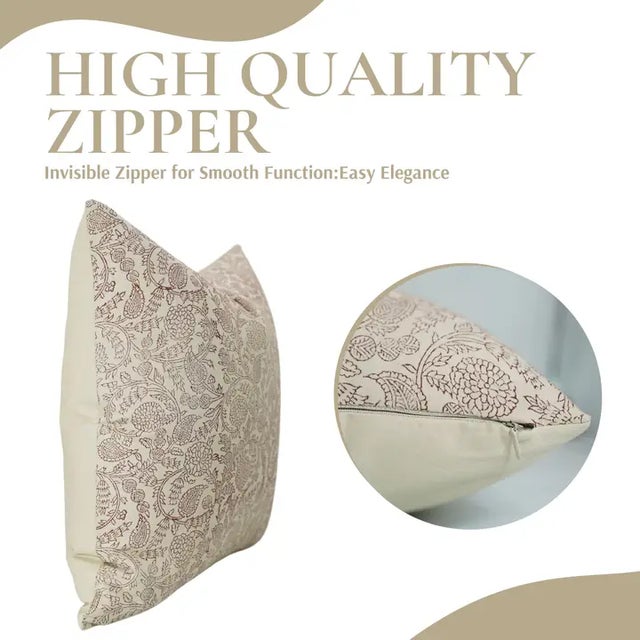 Art Deco Fabdivine Handmade Block Printed Cushion Cover 14x14 Inch Cotton Satin-Gopi For Sale - Image 3 of 4