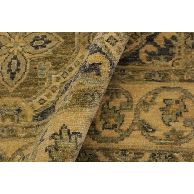 Textile 1990s Shabby Chic Kafkaz Bluish Gray/Tan Hand-Knotted Rug - 4'1 X 6'0 For Sale - Image 7 of 8