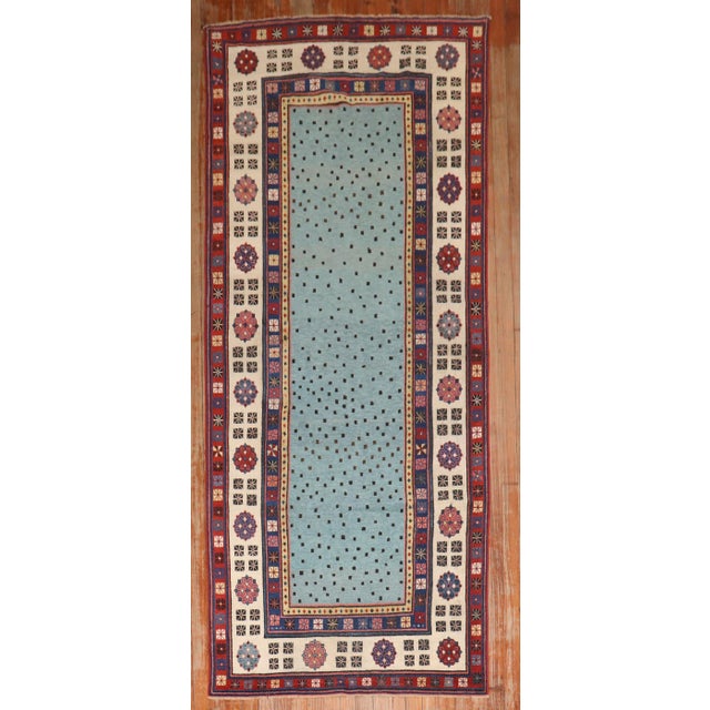 Antique Zabihi Collection Talish Blue Runner - 3'3" x 8' For Sale - Image 4 of 11