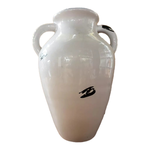 1970s Enameled Style Two Handled Glazed Clay Vase