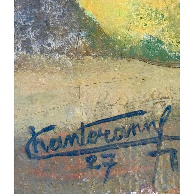 Antique French Oil Painting : 1920’s “Orientale” With Rich, Colorful Texture For Sale - Image 9 of 12