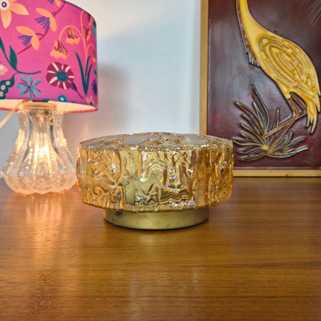 1960s Amber Glass Flush Mount from Honsel, 1960s For Sale - Image 5 of 8