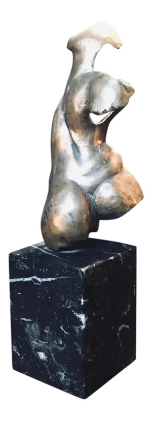 1970s Vintage Mid-Century Modern Abstract Bronze Female Torso Sculpture