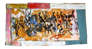 Purvis Young Mixed-Media Painting, 1980s