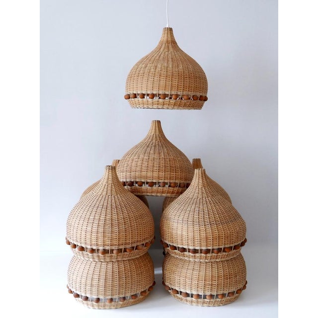 Mid-Century Modern Rattan Tulip Pendant Lamp, Germany, 1960s For Sale - Image 14 of 18