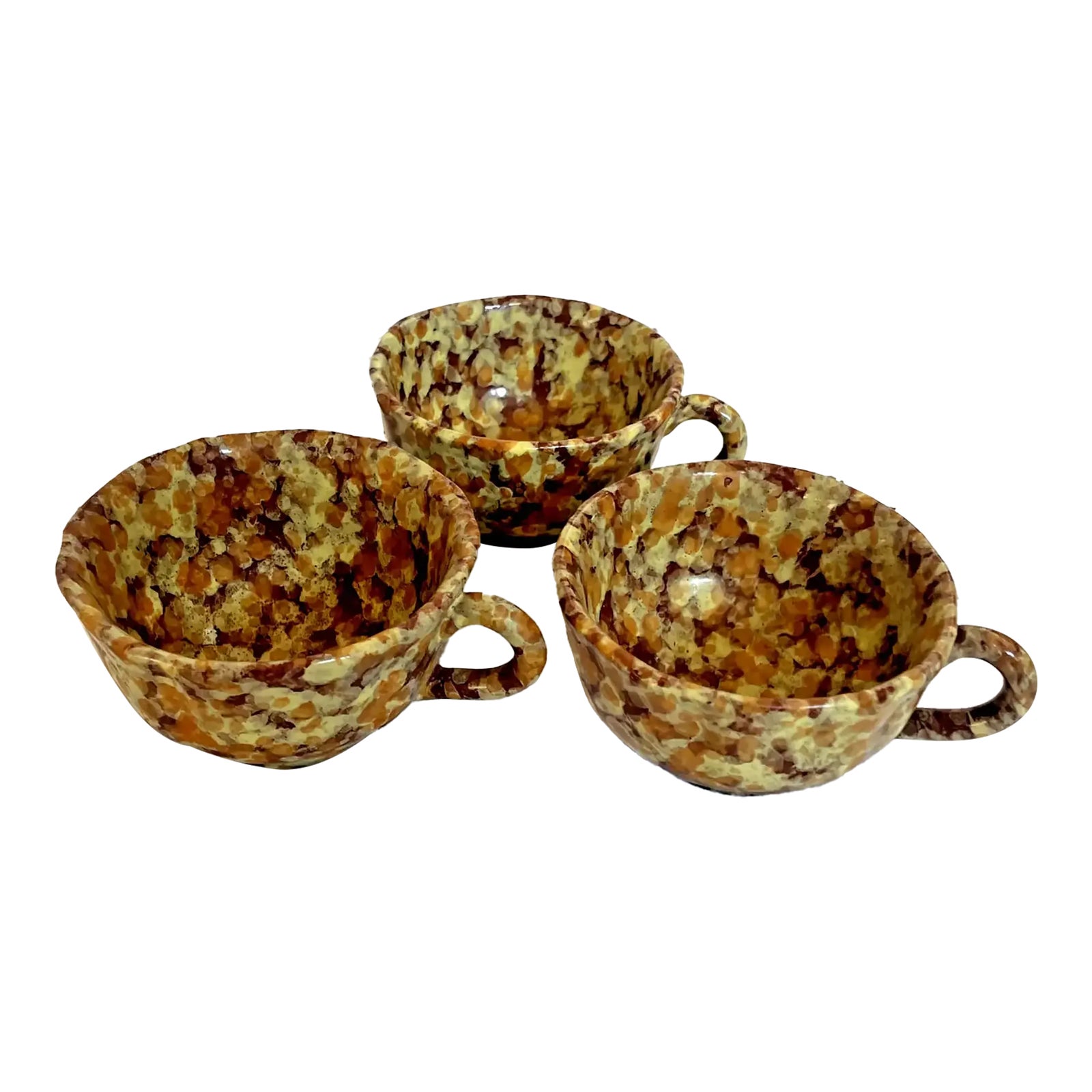 Antique Splatterware Teacups- Set of 3 | Chairish