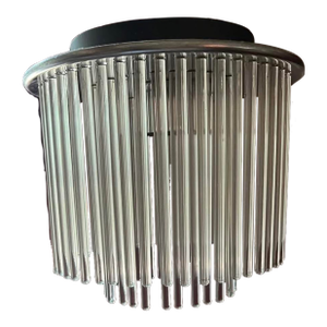 1970s Gaetano Sciolari Lightolier Style Ceiling Flush Mount Chrome & Glass Rod Light Fixture