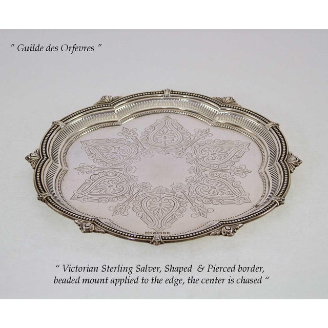 Victorian 1853 Mappin & Webb Antiques Sterling Round Shaped & Chased Salver For Sale - Image 3 of 7