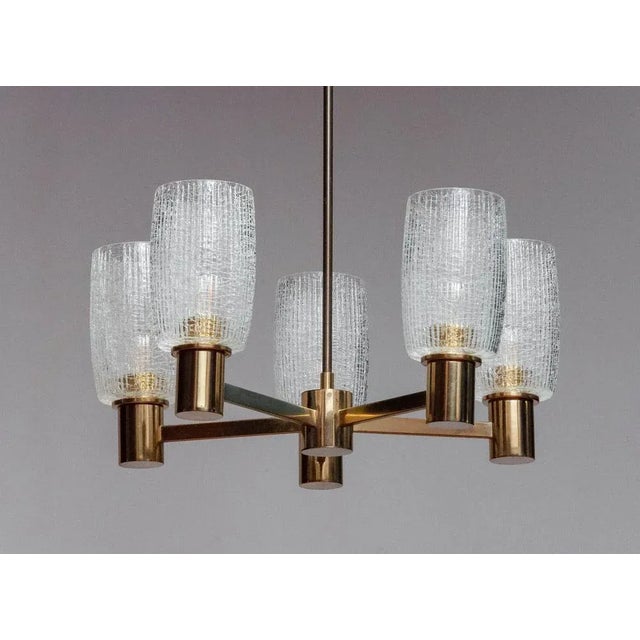 Gold Large Brass Chandelier by Doria Leuchten, 1960 For Sale - Image 8 of 8