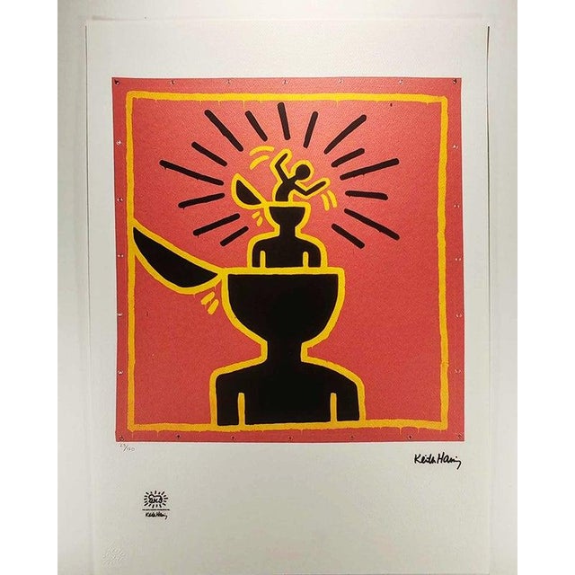 Blue After Keith Haring, Composition, Lithograph, 1990s For Sale - Image 8 of 9