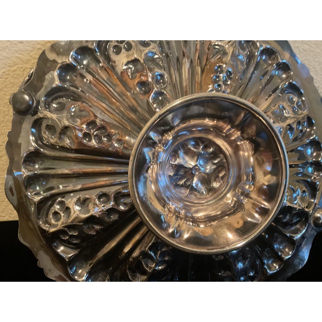 Antique Embossed Art Noavue Motif Fruit Basket With a Foldig Handelon a Pesdestal For Sale In Palm Springs - Image 6 of 10