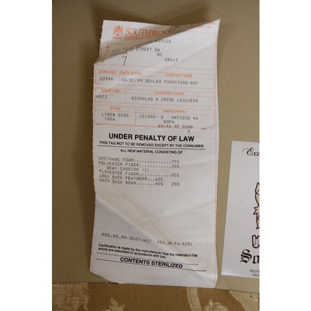 Southwood Gold Damask Camelback Sofa For Sale - Image 18 of 18
