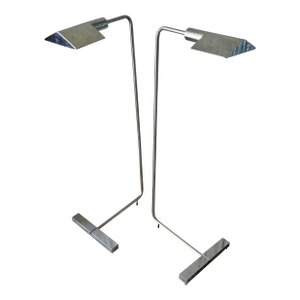 Mid 20th Century Cedric Hartman Model 1uwv Chrome Adjustable Floor Lamps - a Pair