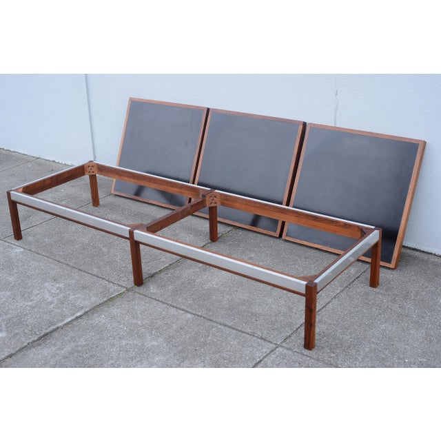 Mid Century Modern Low Walnut Table With Three Removable Black Laminate Tops For Sale - Image 12 of 12